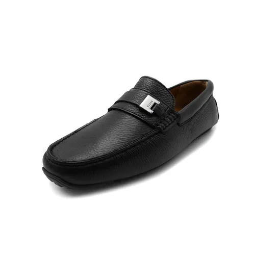 Giày Lười Bally Picaro Men's Black Grained Deer Leather Loafers Màu Đen Size 41.5