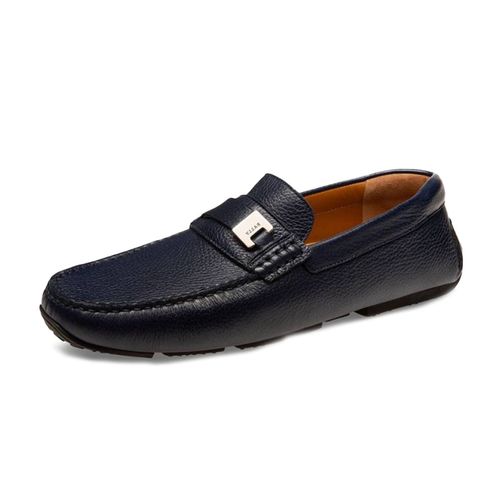 Giày Lười Bally Picaro Men's Navy Grained Deer Leather Loafers Màu Xanh Navy Size 41-1