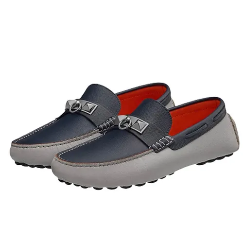 Giày Lười Hermès Irving loafer Gris - Bleu Indigo Màu Xám Phối Xanh Than Size 41.5