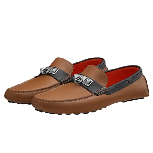 Giày Lười Hermès Irving Loafer Naturel Safari - Noir Màu Nâu Size 41