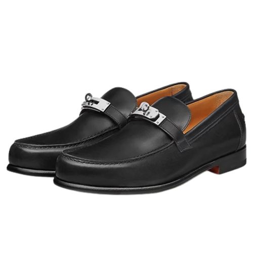 Giày Lười Hermès Leather Black Loafer Màu Đen-1