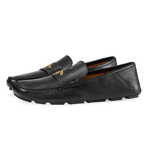 Giày Lười Nam Gucci Leather Driver With Bee Màu Đen Size 6US