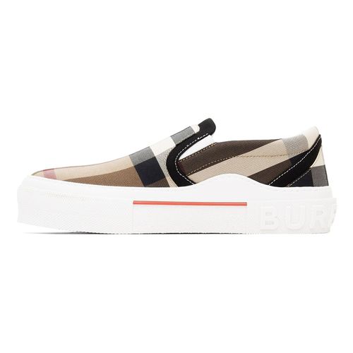 Giày Slip On Burberry Exaggerated Check Birch Brown White 8056762 A8894 Phối Màu Size 39.5-1