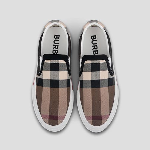 Giày Slip On Burberry Exaggerated Check Birch Brown White 8056762 A8894 Phối Màu Size 39.5-2