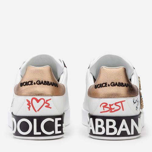 Giày Sneakers Dolce & Gabbana Portofino In Printed Nappa Calfskin With Patch CS1570AZ268HWF57 Màu Trắng Đen-2