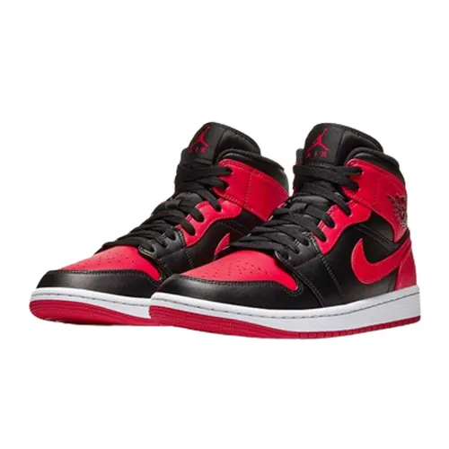 Giày Thể Thao Nike Jordan 1 Mid Banned Màu Đen Phối Đỏ Size 40.5 - Giày - Vua Hàng Hiệu