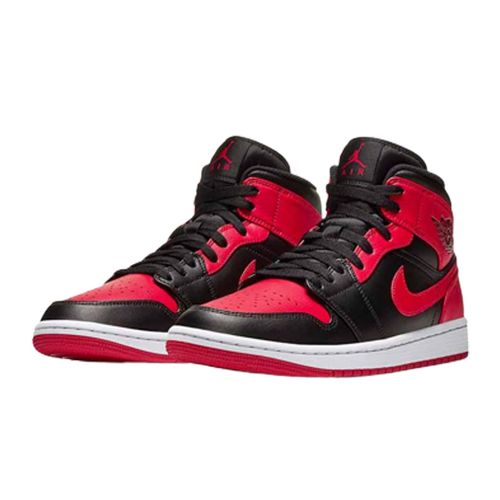 Giày Thể Thao Nike Jordan 1 Mid Banned Màu Đen Phối Đỏ Size 42