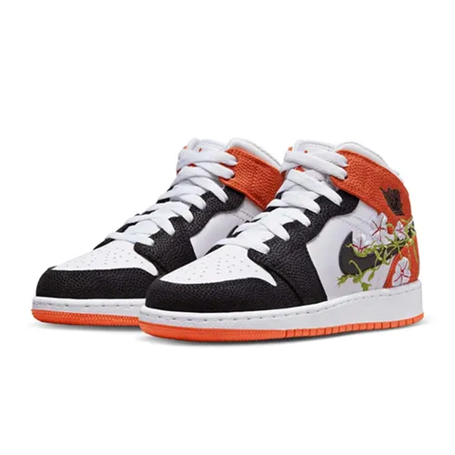 Giày Thể Thao Trẻ Em Nike Jordan 1 Mid Alt SEShattered Vines (PS) DR6963-100 Màu Đen Cam Size 18.5