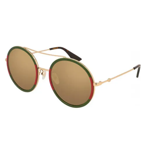 Kính Mát Gucci Gold Round Ladies Sunglasses GG0061S 012 56