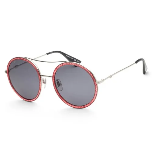 Kính Mát Gucci Round Pink Glitter Ladies Sunglasses GG0061S 007 56