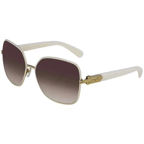 Kính Mát Salvatore Ferragamo Brown Square Sunglasses SF150S 721 59 Màu Trắng Nâu