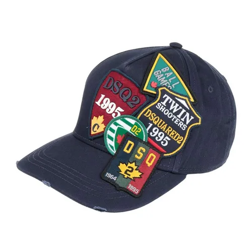 Mũ Dsquared2 All-Over Patch Baseball Cap In Blue Màu Xanh Blue