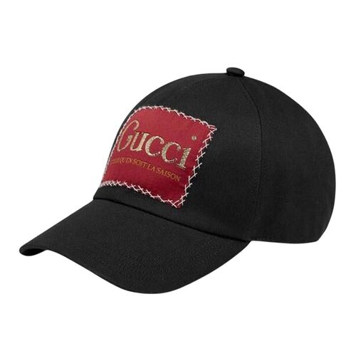 Mũ Gucci Cotton Baseball Hat With Gucci Label Màu Đen