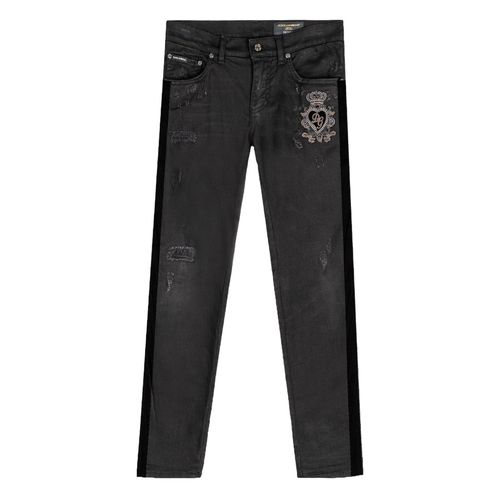 Quần Jeans Nam Dolce & Gabbana D&G Crown DG Applique Line Skinny GYWALZ-G8BA9 Màu Đen