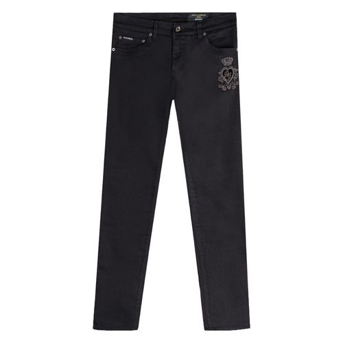 Quần Jeans Dolce & Gabbana Logo Embroidered Skinny GY07LZ G8AZ8 S9001 Màu Đen