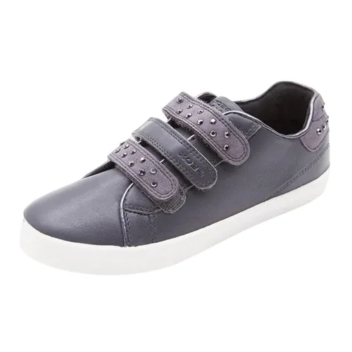 Sneakers Bé Gái Geox J KIWI G. D NAPPA+ECO-SUEDE Màu Xám Đính Hạt Size 33