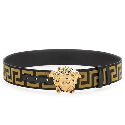 Thắt Lưng Versace Medusa Head Greca Pattern Leather Belt DCU8061DNAS622B15V Màu Vàng Đen Size 100