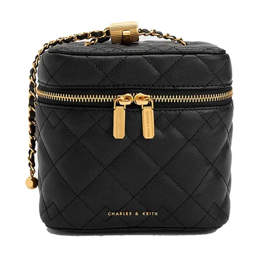 Túi Đeo Chéo Nữ Charles & Keith CNK Nezu Quilted Boxy Bag Black CK2-80271114 Màu Đen