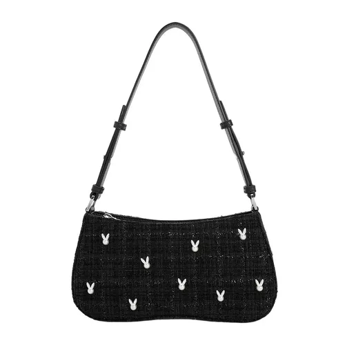 Túi Đeo Vai Nữ Charles & Keith CNK Bunny Tweed Shoulder Bag CK2-20671486 Màu Đen
