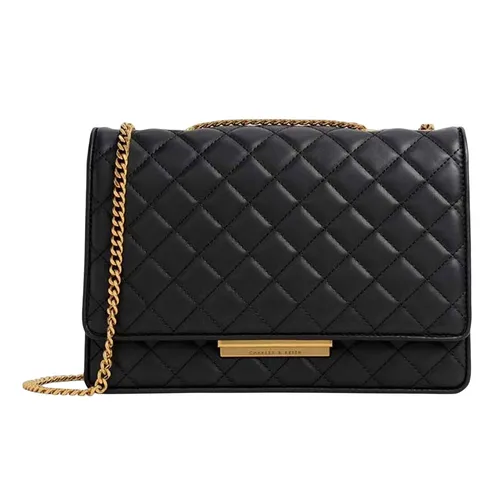 Túi Xách Nữ Charles & Keith CNK Quilted Chain Bag Black 20681043-4 Màu Đen