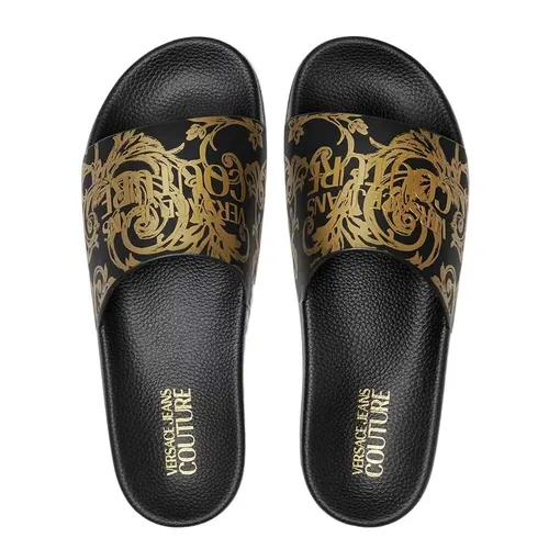 Dép Versace Logo Couture Slides 74YA3SQ4 ZS365 Màu Đen Vàng Size 40