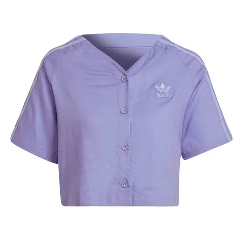 Áo Crotop Adidas Originals Linen Cropped Baseball Tee HB9528 Màu Tím Size S