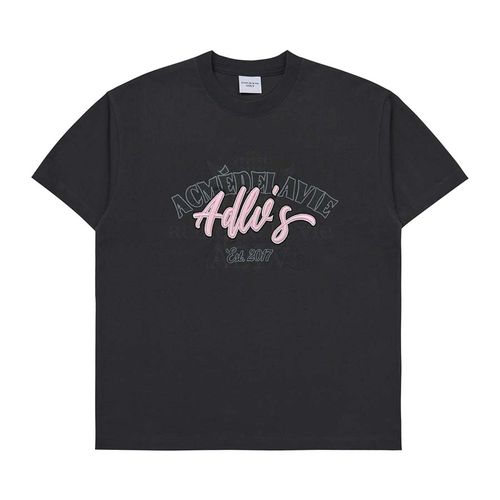 Áo Phông Acmé De La Vie ADLV Logo Monogram Embossing Embroidery Short Sleeve T-Shirt Charcoal Màu Than Chì