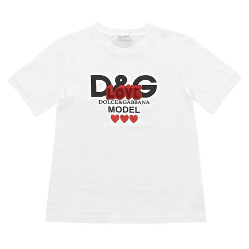 Áo Phông Dolce & Gabbana D&G White Logo "D&G Love" Printed L5JTBT G7QDY HWT93 Màu Trắng