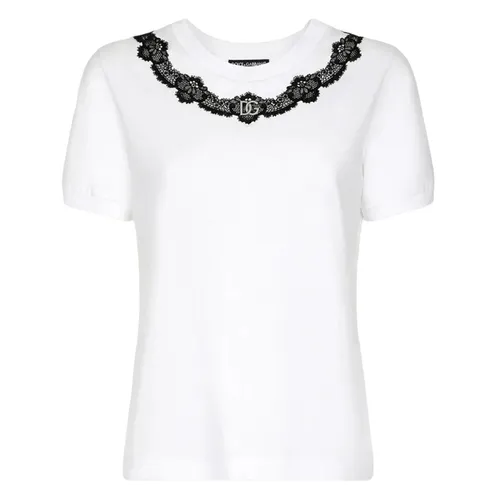 Áo Phông Dolce & Gabbana D&G White Logo With Lace Insert F8T00Z G7H1Z W0800 Màu Trắng Size 42 - Thời trang - Vua Hàng Hiệu