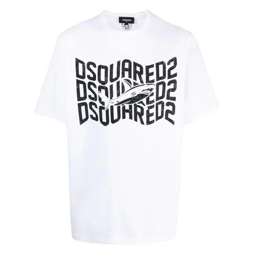 Áo Phông Dsquared2 White Logo Printed S74GD1089 S23009 100 Màu Trắng