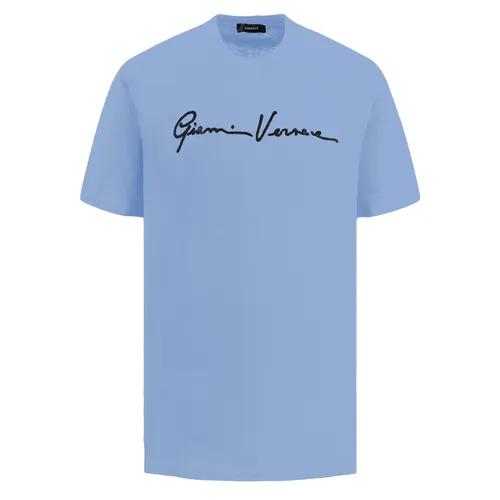 Áo Phông Versace Gianni Signature Embroidered 1006217 1A04235 2UF00 Màu Xanh Blue