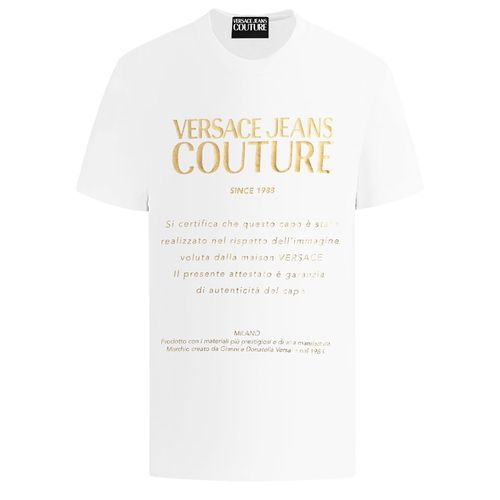 Áo Phông Versace Jean Couture Gold Foil Printed 73GAHT26 CJ00T G03 Màu Trắng-1