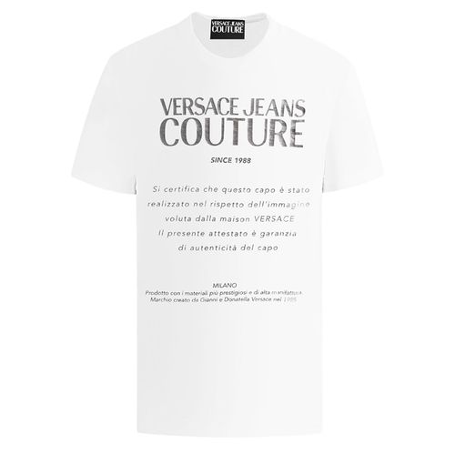 Áo Phông Versace Jean Couture Warranty Foil Printed 73GAHT26 CJ00T C03 Màu Trắng
