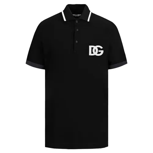 Áo Polo Nam Dolce & Gabbana D&G Black Logo Embroidered G8PU6Z FU7EN N0000 Màu Đen Size 48