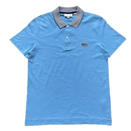 Áo Polo Lacoste Men's Short Sleeve Mini Pique Regular Fit Caviar Croc Shirt PH5678 6ED Màu Xanh Blue Size S