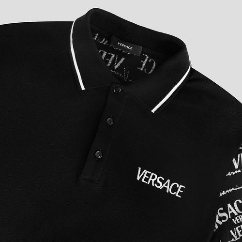 Áo Polo Versace Black Logo Printed 1002755 1A02032 5B040 Màu Đen-2