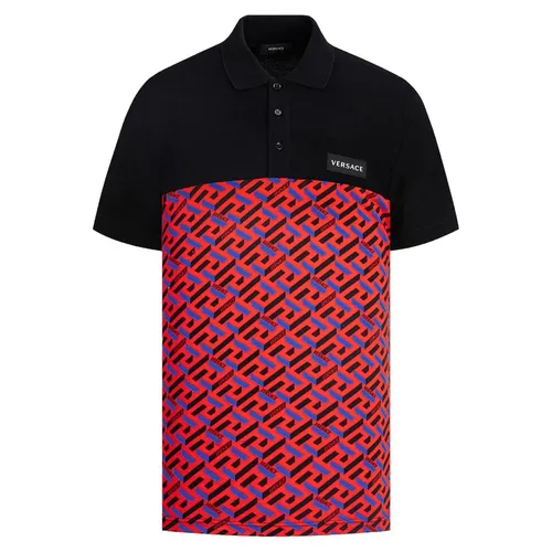 Áo Polo Versace Logo Monogram Printed 1008329 1A05963 5R080 Màu Đỏ Đen Size M