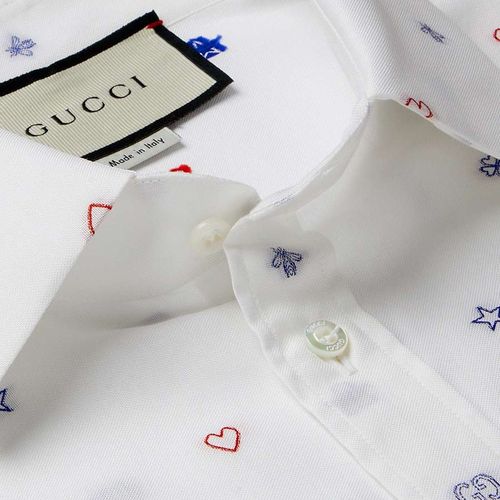 Áo Sơ Mi Gucci Embroidered Cotton Shirt Men White Màu Trắng Họa Tiết Size M-2