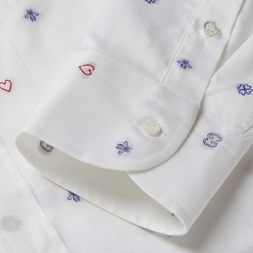 Áo Sơ Mi Gucci Embroidered Cotton Shirt Men White Màu Trắng Họa Tiết Size M-5