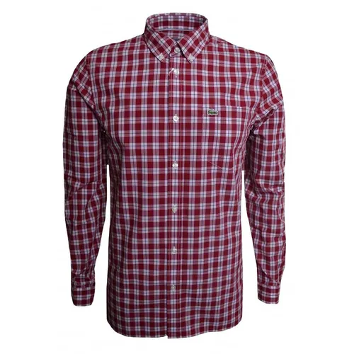 Thời trang Lacoste Kẻ đỏ 100% Cotton - Áo Sơ Mi Lacoste Regular Fit Red Check Long Sleeved Shirt CH5804 YPW Màu Kẻ Đỏ Size M - Vua Hàng Hiệu