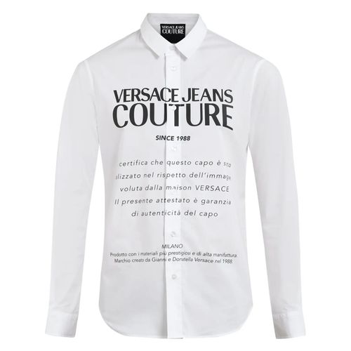 Áo Sơ Mi Versace Jeans Couture Men White Big Guarantee Print Shirt Màu Trắng Size 44