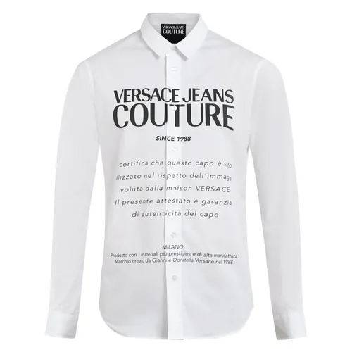 Áo Sơ Mi Versace Jeans Couture Men White Big Guarantee Print Shirt Màu Trắng Size 48
