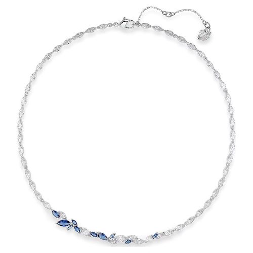 Dây Chuyền Swarovski Louison Necklace Leaf, Blue, Rhodium Plated 5536547 Màu Xanh Bạc