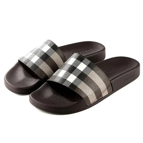 Dép Burberry Check Print Dark Birch Brown 80481951 Màu Nâu Size 40