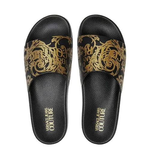 Dép Versace Logo Couture Slides 74YA3SQ4 ZS365 Màu Đen Vàng Size 39