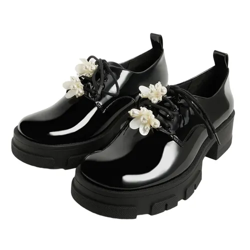 Giày Lười Charles & Keith CNK Hayden Hayden Beads Embellished Patent Oxford Black 70900324-1 Màu Đen Size 38
