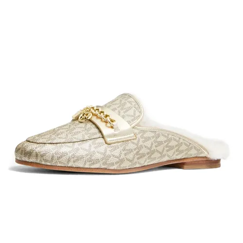 Giày Hở Gót Michael Kors MK Women's ELSA Embellished Logo and Faux Fur Mule Màu Trắng Size 38 - Giày - Vua Hàng Hiệu