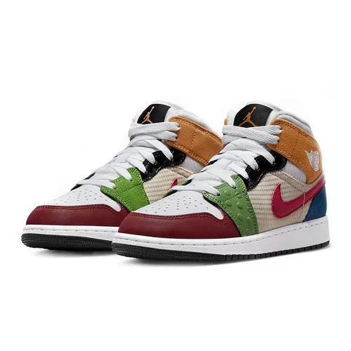 Nike Nữ Da / Vải - Giày Thể Thao Nike Air Jordan 1 Mid Patchwork DR6957-100 Phối Màu Size 35 - Vua Hàng Hiệu