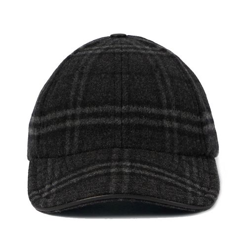 Mũ Burberry Checked Wool And Cashmere Baseball Cap In Charcoal Màu Đen-1