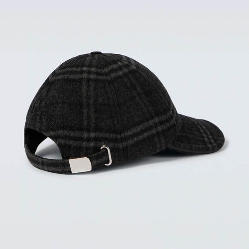 Mũ Burberry Checked Wool And Cashmere Baseball Cap In Charcoal Màu Đen-2